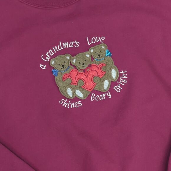 VTG M&C Sportswear Women's XL Red Granny Core Grandma's Love Pullover Sweater - Picture 3 of 7